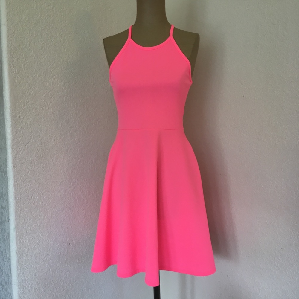 Neon Pink XS Skater Dress